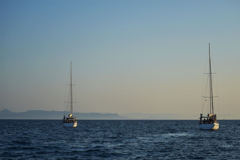 sunset over the yachts